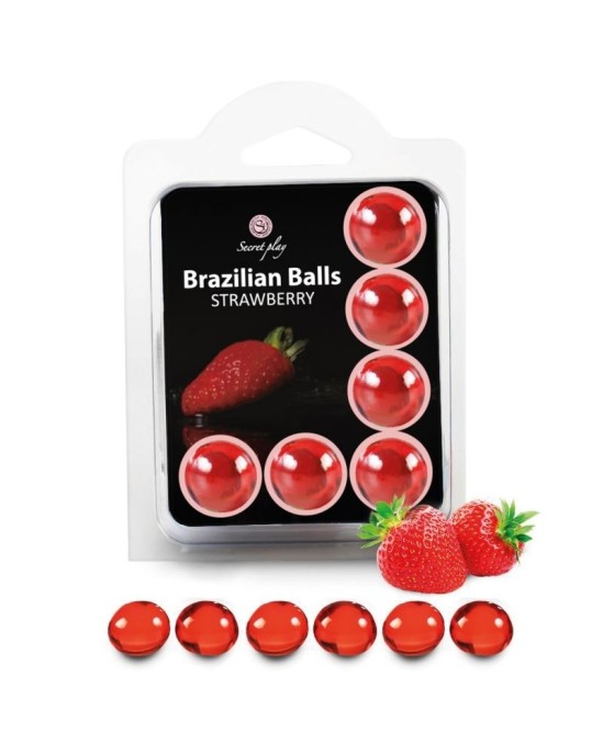 Secretplay Cosmetic SECRETPLAY - KOMPLEKTS 6 BRAZILIAN BALLS STAWBERRY