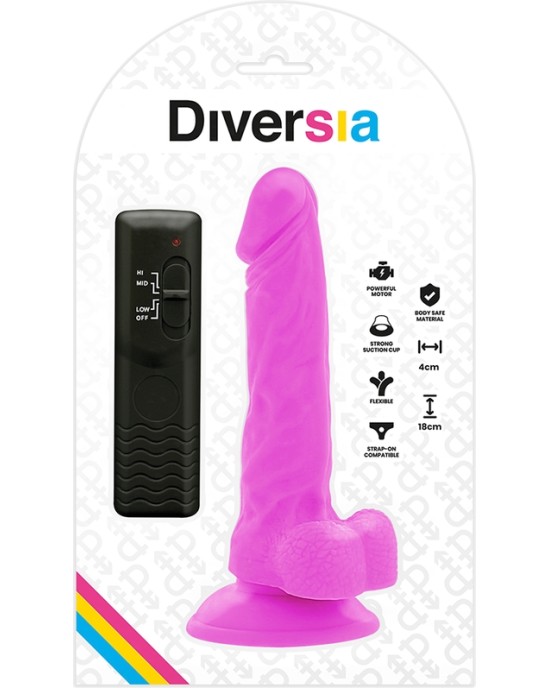 Diversia Elastīgs Vibrējošs Dildo 18 CM - violets