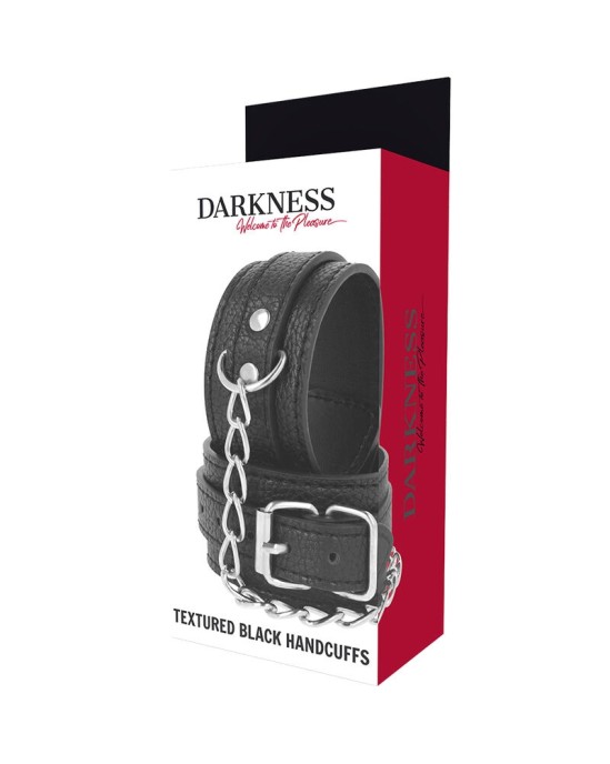 Darkness Bondage DARKNESS - BLACK TEXTURED LEATHER HANDCUFFS