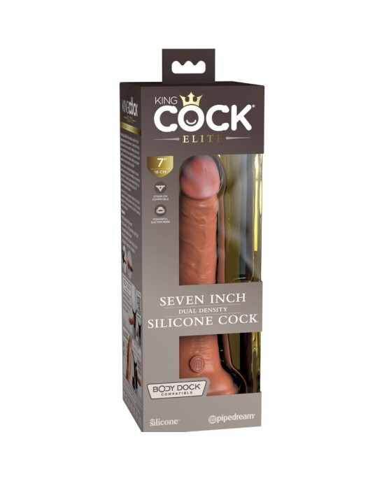 King Cock ELITE - REALISTIC SILICONE DILDO 17.8 CM CARAMEL