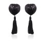 Latetobed Bdsm Line Self-Adhesive Heart Sequin Nipple Cover with Tassel Black