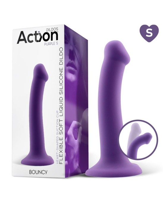 Action Bouncy Liquid Silicone Dildo Hiper Flexible 6.5 - 16.5 cm Size S Purple