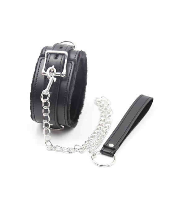 Latetobed Bdsm Line Apkakle ar metāla pavadu melna