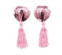 Latetobed Bdsm Line Self-Adhesive Heart Sequin Nipple Cover with Tassel Pink