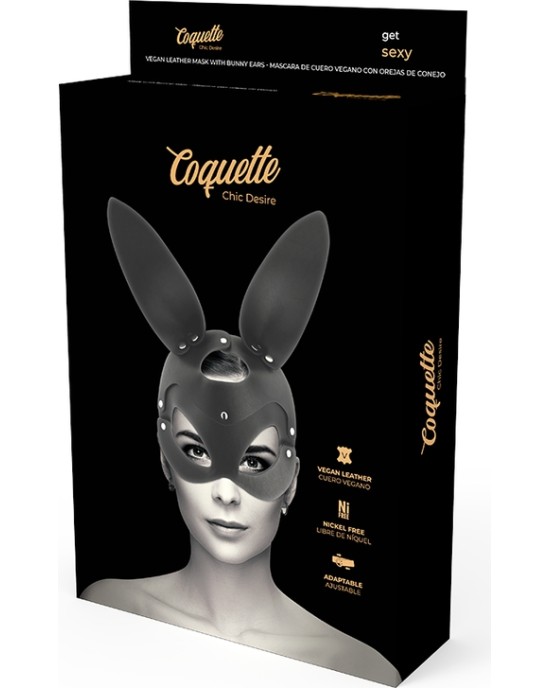 Coquette Accessories COQUETTE CHIC DESIRE - VEGAN LEATHER MASK WITH RABBIT EARS