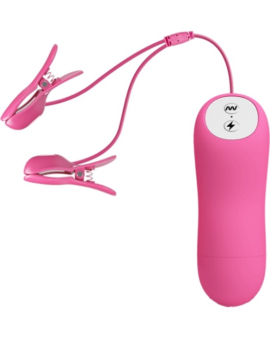 Baile Stimulating ROMANTIC WAVE VIBRATING AND ELETRIC SHOCK NIPPLE CLAMPS FUCHSIA