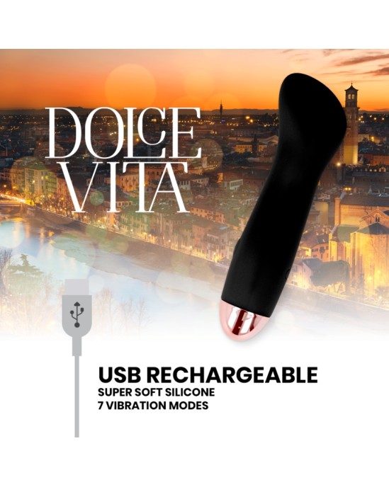 Dolce Vita UZLĀDĒJAMS VIBRATORS ONE BLACK 7 ĀTRUMI