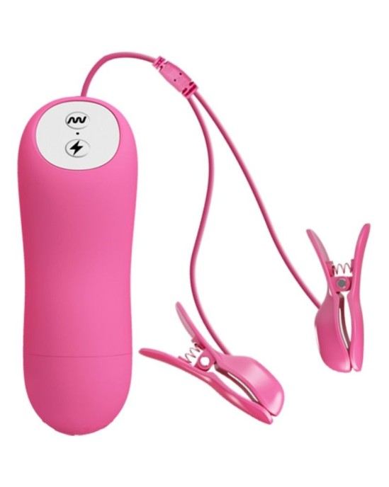 Baile Stimulating ROMANTIC WAVE VIBRATING AND ELETRIC SHOCK NIPPLE CLAMPS FUCHSIA