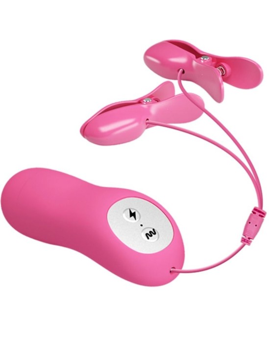 Baile Stimulating ROMANTIC WAVE VIBRATING AND ELETRIC SHOCK NIPPLE CLAMPS FUCHSIA