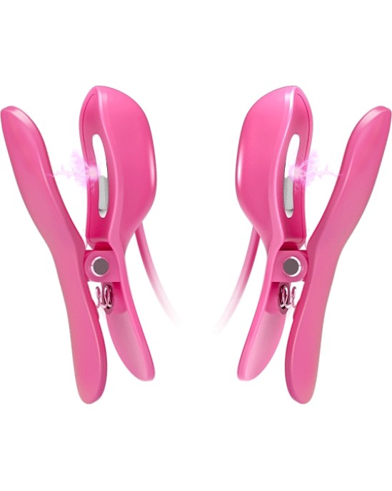 Baile Stimulating ROMANTIC WAVE VIBRATING AND ELETRIC SHOCK NIPPLE CLAMPS FUCHSIA