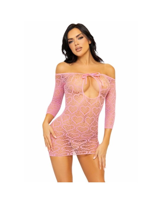 Leg Avenue  HEART NET MINI Kleita Viens izmērs - ROZĀ