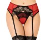 Queen Lingerie LACE GARTER BELT THONG RED L/XL