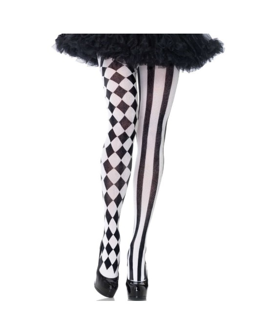 Leg Avenue Hosiery LEG AVENUE - BLACK/WHITE HARLEQUIN TIGHTS