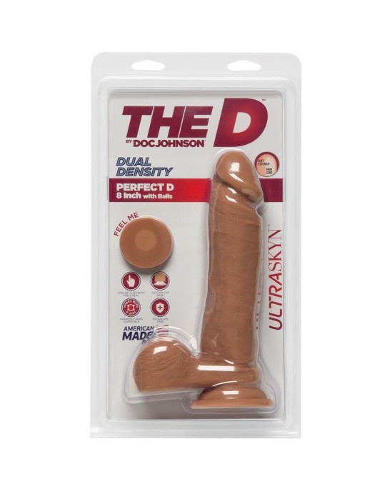 The D By Doc Johnson Dual Density dildo Perfect D with Testicles 8 Caramel