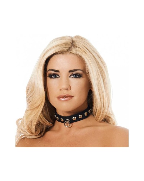Bondage Play Leather Collar with Rivets
