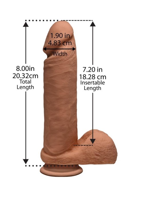 The D By Doc Johnson Dual Density dildo Perfect D with Testicles 8 Caramel