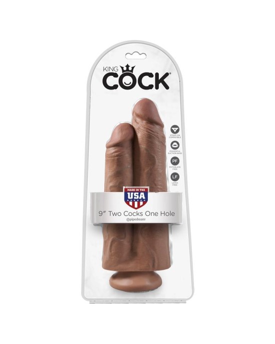 King Cock Double Dildo Two Cocks One Hole Tan 9