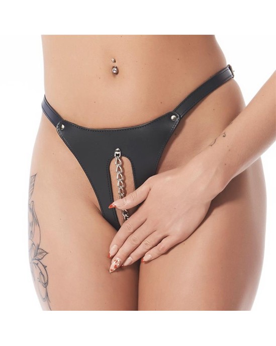 Bondage Play Rimba Open G-String Black Adjustable