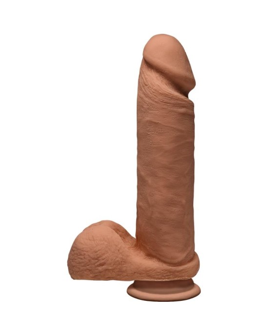 The D By Doc Johnson Dual Density dildo Perfect D with Testicles 8 Caramel