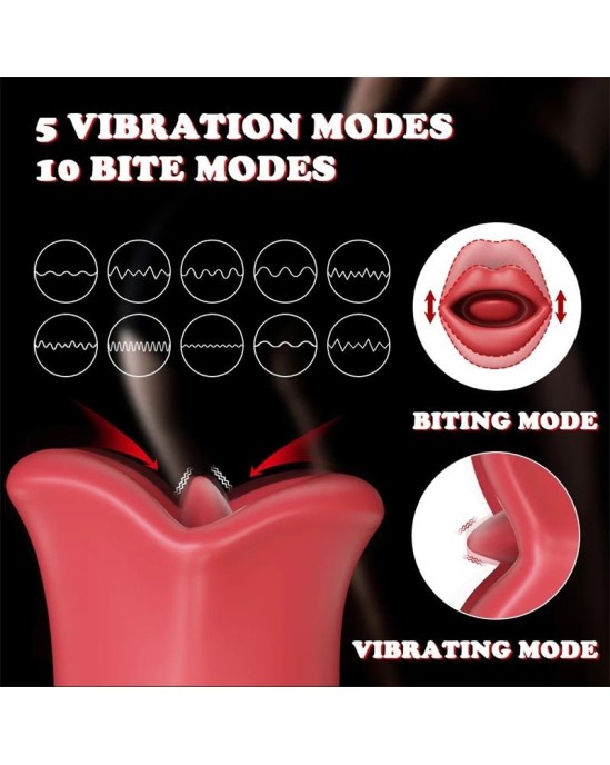 Action Ember Licking un Vibrating Mouth Shape Massager USB silikona