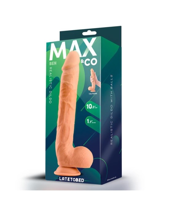 Max & Co Ben Reālistisks dildo ar sēkliniekiem 10.2 miesa