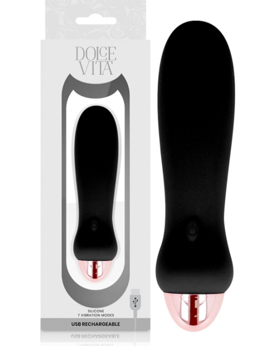 Dolce Vita RECHARGEABLE VIBRATOR FIVE BLACK 7 SPEEDS