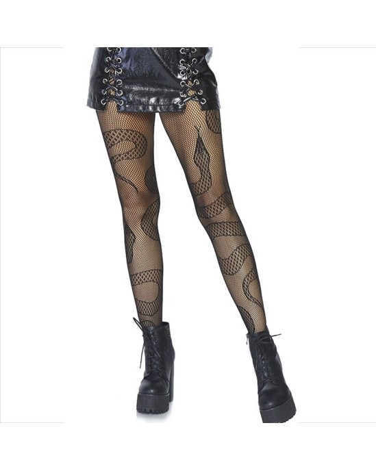 Leg Avenue Hosiery LEG AVENUE - ЧУЛКИ СЕТОЧНЫЕ ЗМЕИ ЧЕРНЫЕ