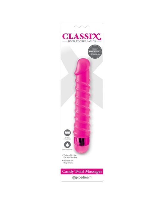 Classix ВИБРАЦИОННЫЙ МАССАЖЕР CANDY TWIRL 16,5 СМ, РОЗОВЫЙ