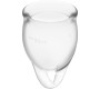 Satisfyer Menstrual Cups APMIERINĀTĀJA SAJŪTĪBA PĀRLIECINĀTA MENSTRUĀLĀ KAUSS CLEAR 15+20ML