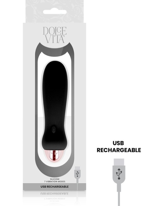 Dolce Vita RECHARGEABLE VIBRATOR FIVE BLACK 7 SPEEDS