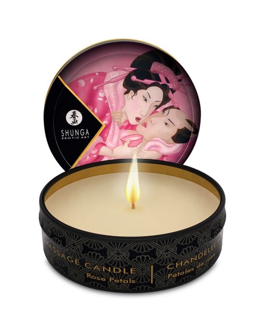 Shunga Candles SHUNGA - MASĀŽAS SVECE MINI GLĪSTĪBA AR SVEČU GAISMĀM ROSES 30 ml