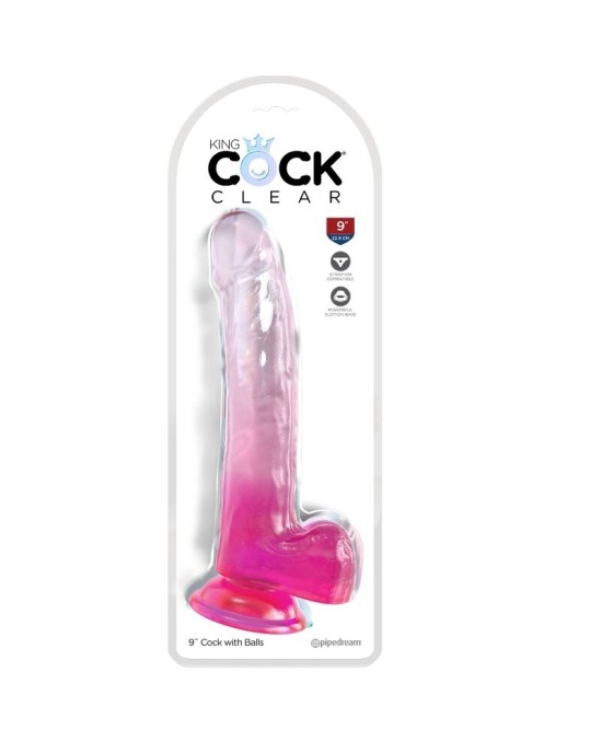 King Cock CLEAR - DILDO WITH TESTICLES 20.3 CM PINK