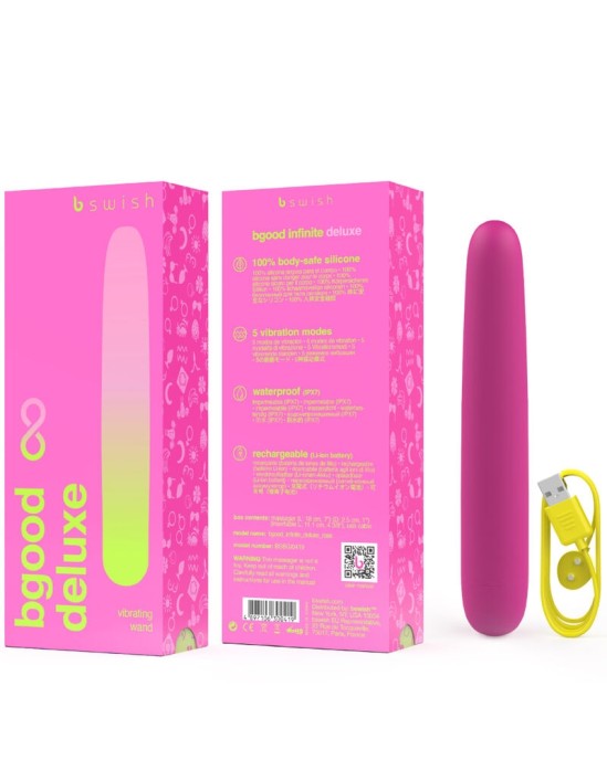 B Swish BGOOD INFINITE DELUXE SILICONE RECHARGEABLE VIBRATOR ROSE