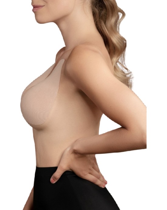 Bye Bra - Pull Ups BYE BRA BREAST LIFT PADS + 3 PAIRS OF SATIN NIPPLE COVERS - BEIGE SIZE D-F