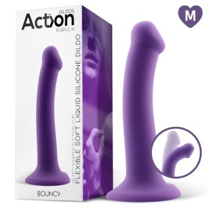 Action Bouncy Liquid Silikona Dildo Hiper Flexible 7-18 cm Izmērs M Purpurs