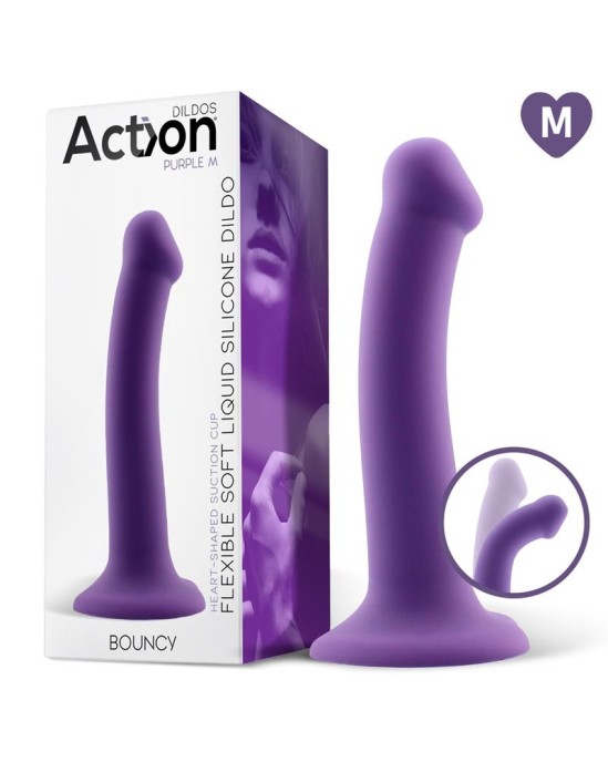 Action Bouncy Liquid Silikona Dildo Hiper Flexible 7-18 cm Izmērs M Purpurs