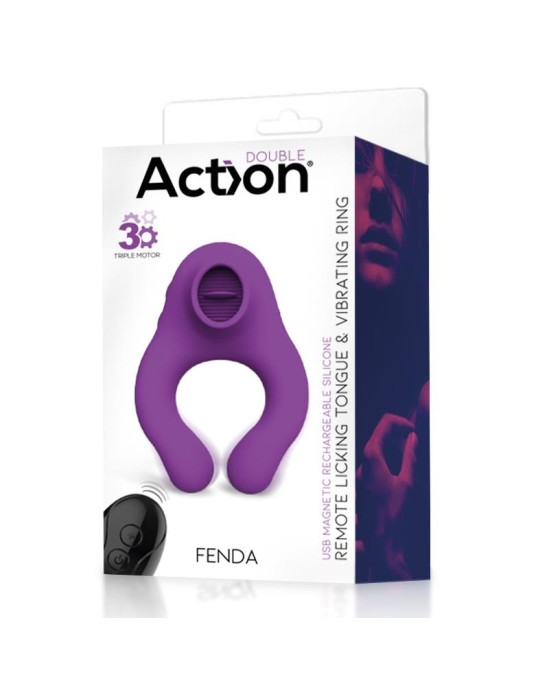 Action Fenda Vibrating Ring with Licking Tongue and Remote Control 3 Motors Magnetic USB