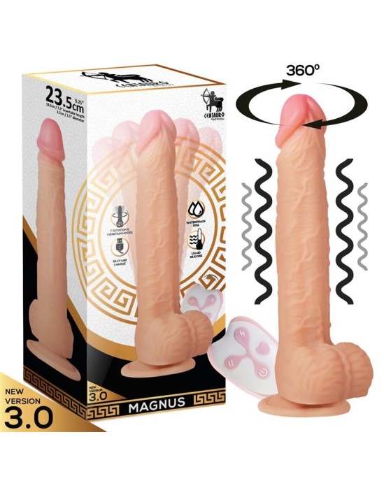 Centauro Magnus 3.0 Realistic Vibrating and Rotating Dildo Remote Control Liquid Silicone