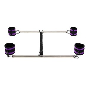 Bondage Play Double Spreader Bar with Suffs Adjustable Purple