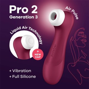 Satisfyer Pro 2 Gen 3 šķidrā gaisa tehnoloģija sūkšanas un vibrācijas vīna sarkanā krāsā