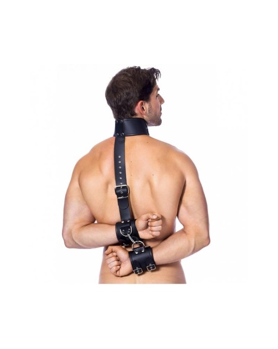 Bondage Play Neck and Hands Ties Leather M-L