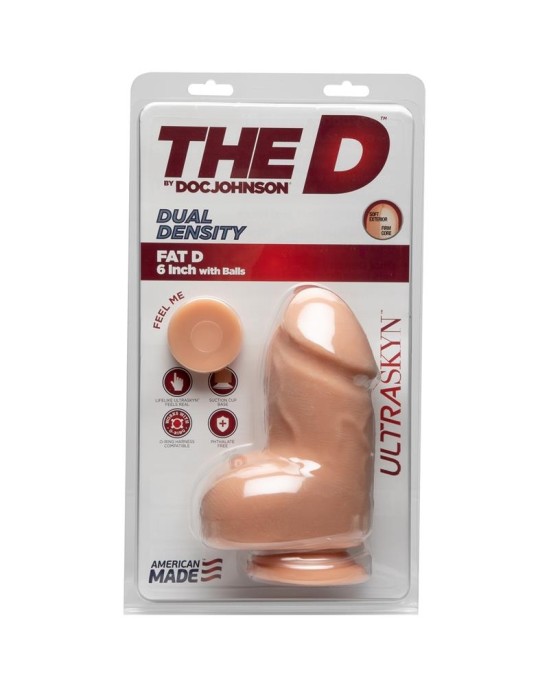 The D By Doc Johnson Dual Density Dildo Fat D with Testicles 6 Ultraskyn Vanilla