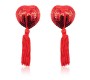 Latetobed Bdsm Line Heart Sequin Nipple Cover with Tassel Red