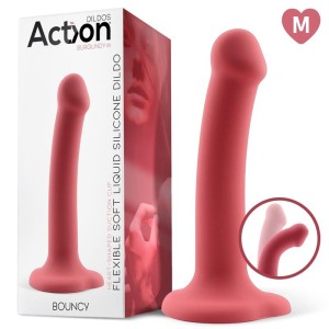 Action Bouncy Liquid Silikona Dildo Hiper Flexible 7 - 18 cm Izmērs M Burgundija