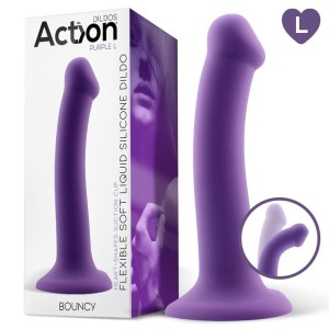 Action Bouncy Liquid Silikona Dildo Hiper Elastīgs 7,5-19 cm Izmērs L Purpurs