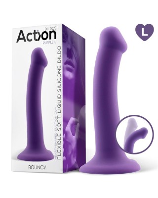 Action Bouncy Liquid Silikona Dildo Hiper Elastīgs 7,5-19 cm Izmērs L Purpurs