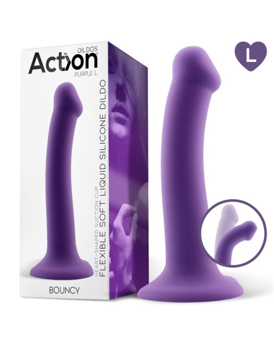 Action Bouncy Liquid Silicone Dildo Hiper Flexible 7.5 - 19 cm Size L Purple