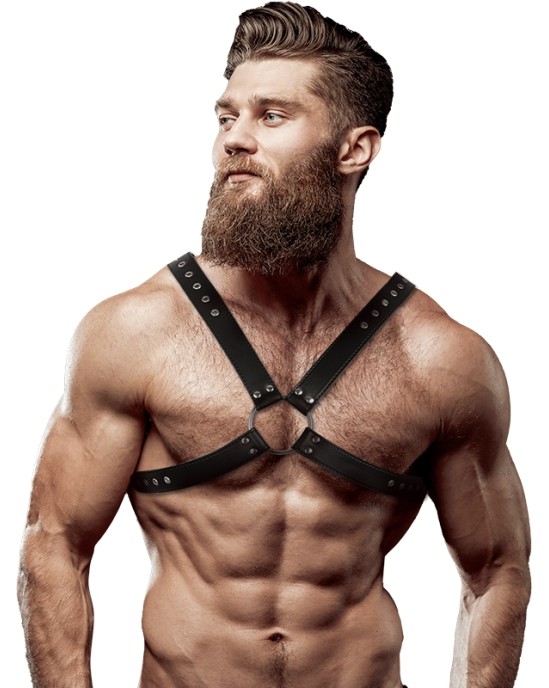 Fetish Submissive Attitude MEN'S CROSS CHEST ECO-LEATHER HARNESS