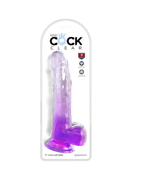 King Cock CLEAR - DILDO WITH TESTICLES 20.3 CM PURPLE