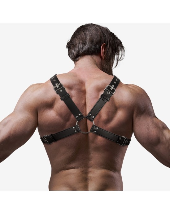 Fetish Submissive Attitude MEN'S CROSS CHEST ECO-LEATHER HARNESS